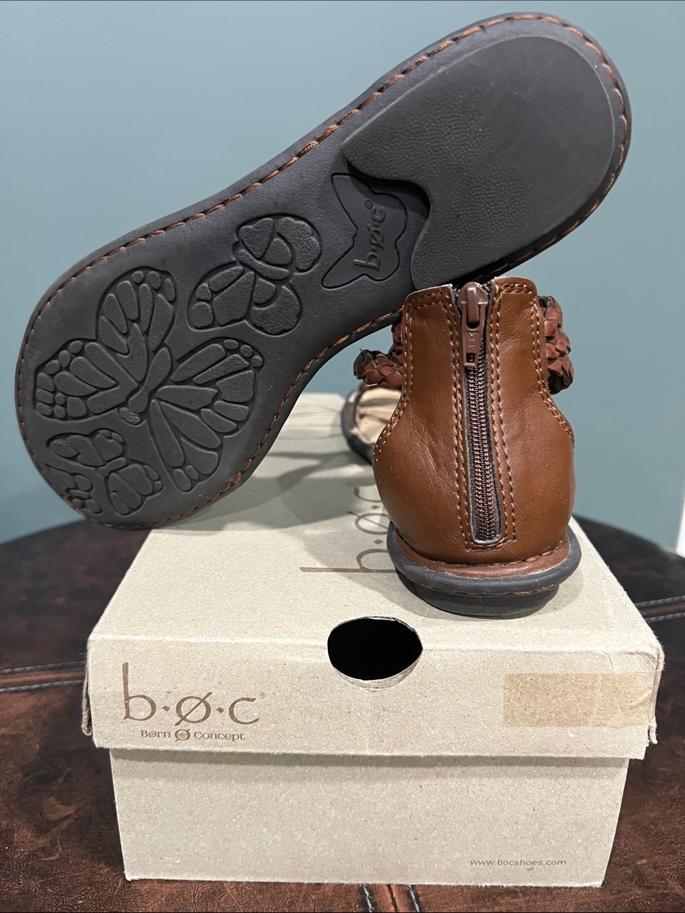 boc Light Brown Saddle Braided Ankle Strap Sandals - Picture 4 of 4